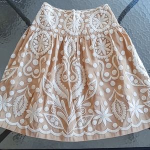 Naeem Khan High Waist A-line Silk Floral Skirt